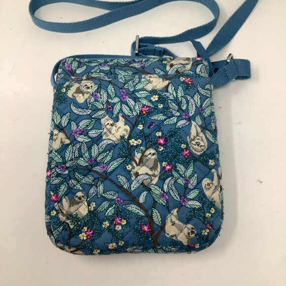 Vera Bradley crossbody purse sloth fabric blue purple Hanging Around - Picture 3 of 12